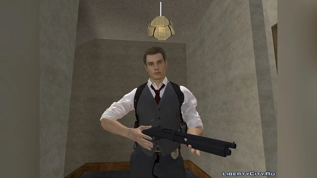 Леон в костюме нуар из RE2 Remake / GTA San Andreas