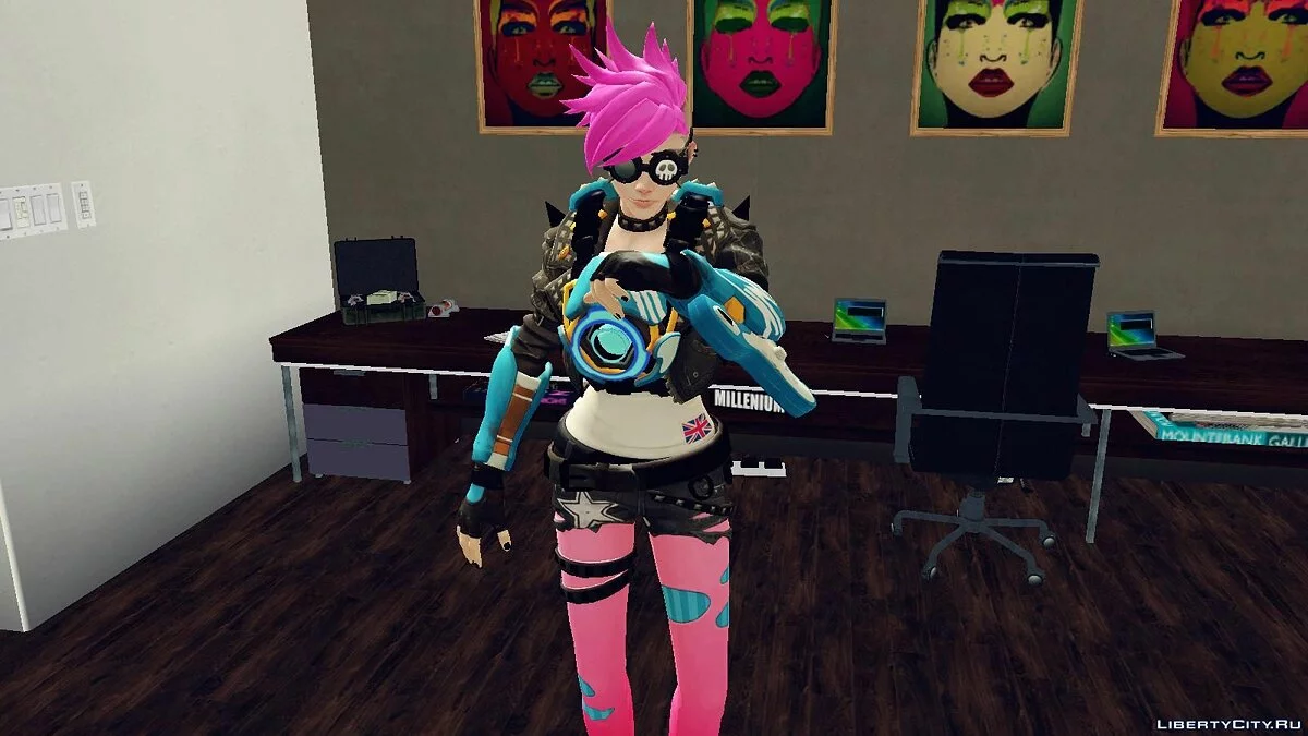 Tracer Punk из Overwatch + оружие / GTA San Andreas