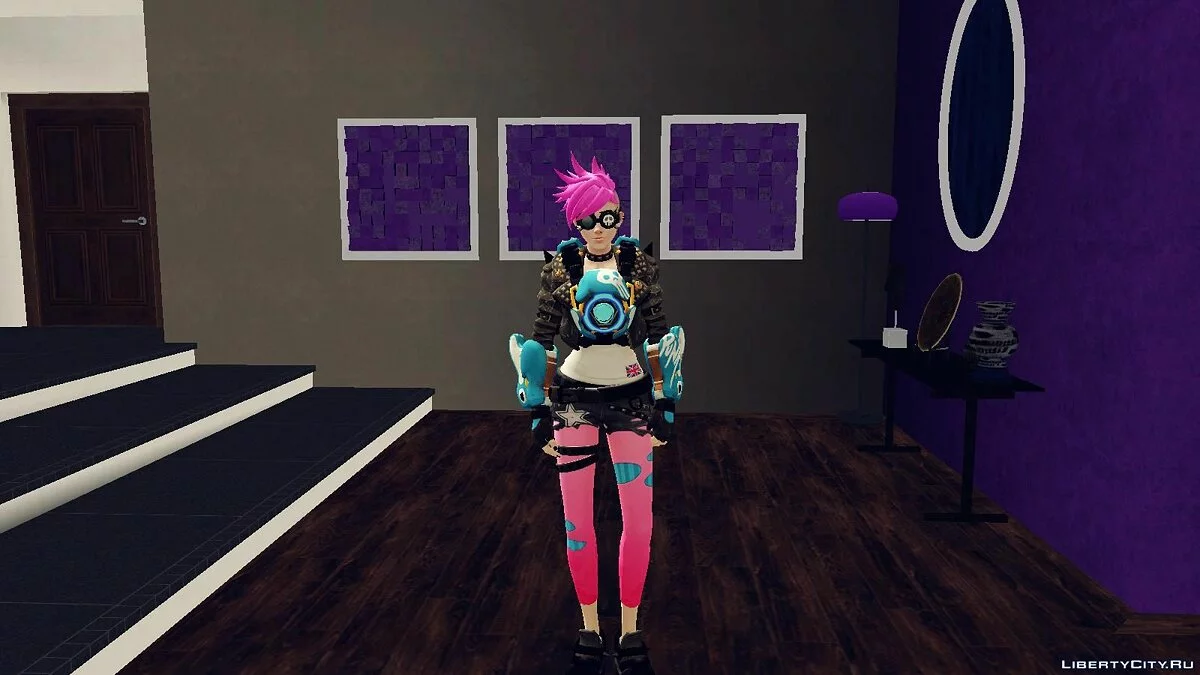 Tracer Punk из Overwatch + оружие / GTA San Andreas