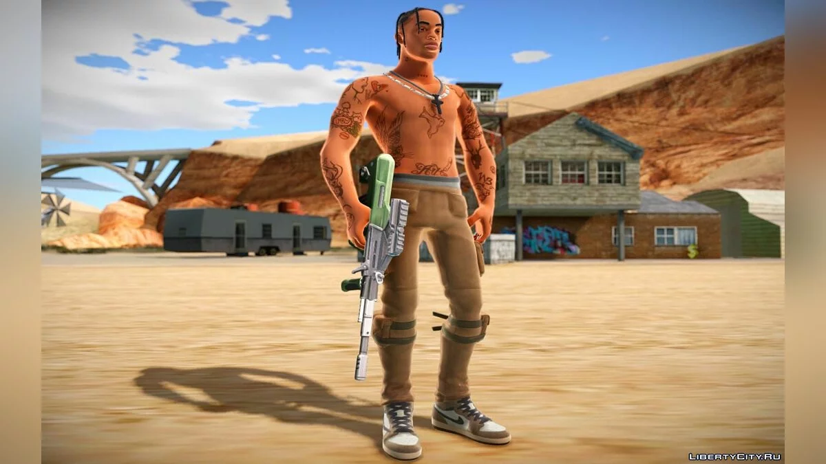 Трэвис Скотт из игры Fortnite / GTA San Andreas