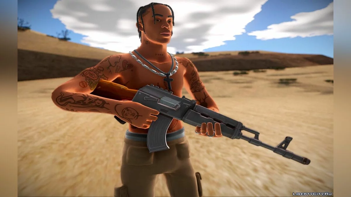 Трэвис Скотт из игры Fortnite / GTA San Andreas