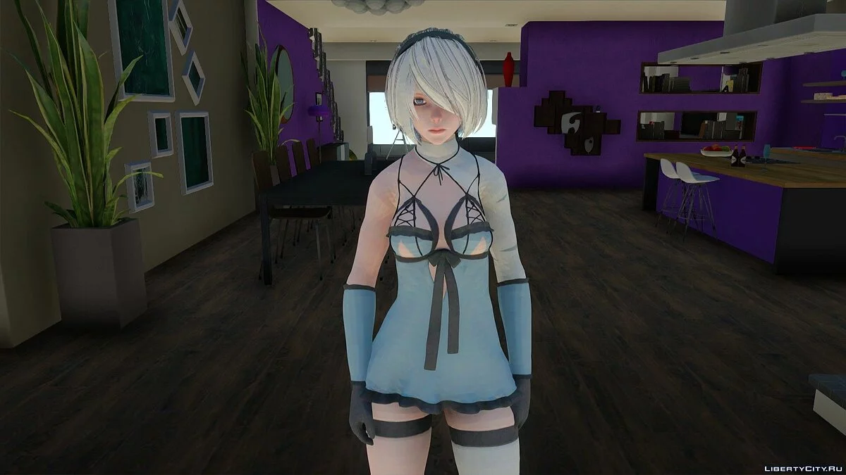 2B в костюме Kaine из Nier: Automata / GTA San Andreas