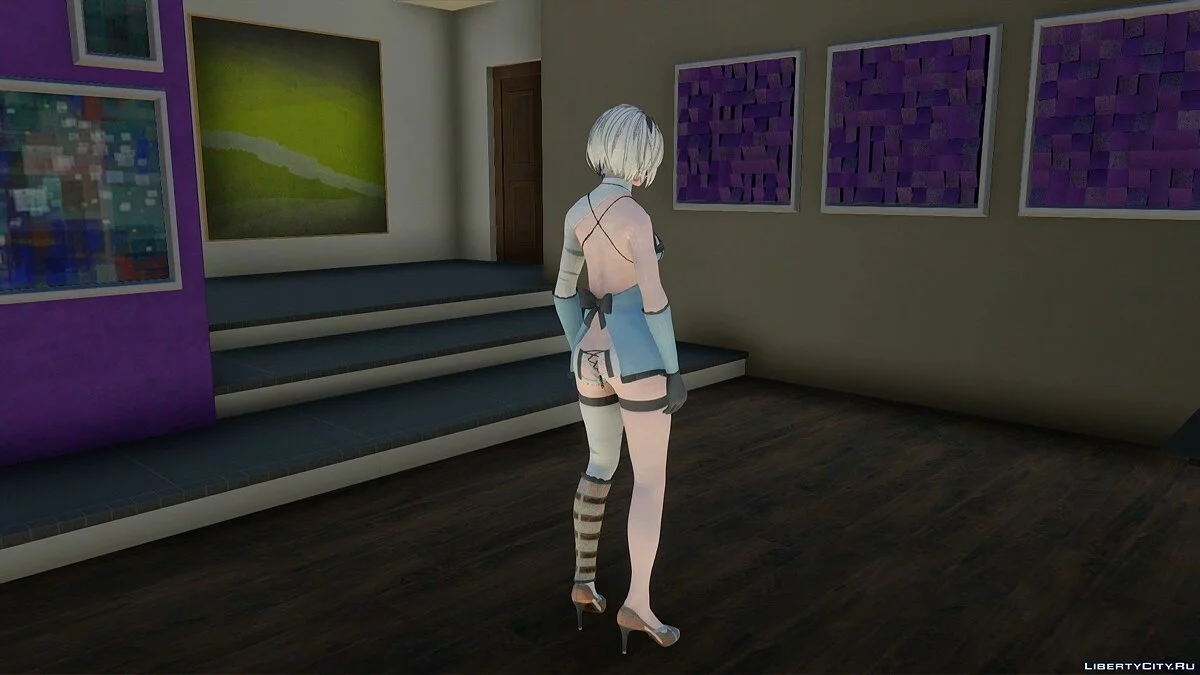 2B в костюме Kaine из Nier: Automata / GTA San Andreas
