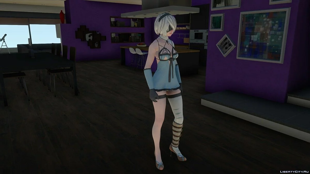 2B в костюме Kaine из Nier: Automata / GTA San Andreas