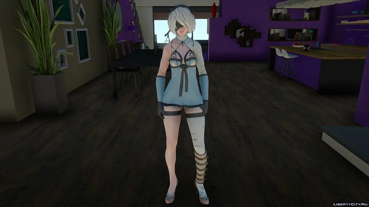 2B в костюме Kaine из Nier: Automata / GTA San Andreas