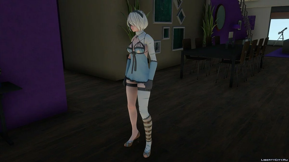 2B в костюме Kaine из Nier: Automata / GTA San Andreas