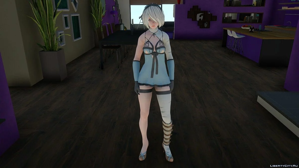 2B в костюме Kaine из Nier: Automata / GTA San Andreas