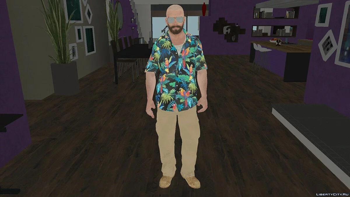 Макс Пэйн в рубашке с попугаями из Max Payne 3 / GTA San Andreas