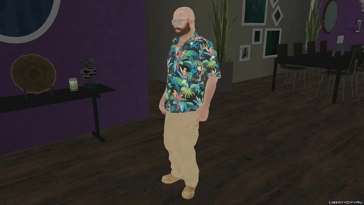 Макс Пэйн в рубашке с попугаями из Max Payne 3 / GTA San Andreas