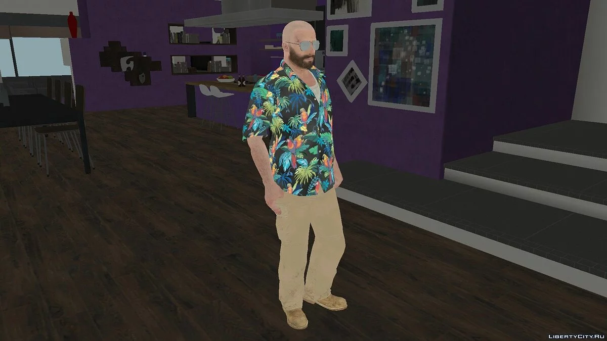 Макс Пэйн в рубашке с попугаями из Max Payne 3 / GTA San Andreas