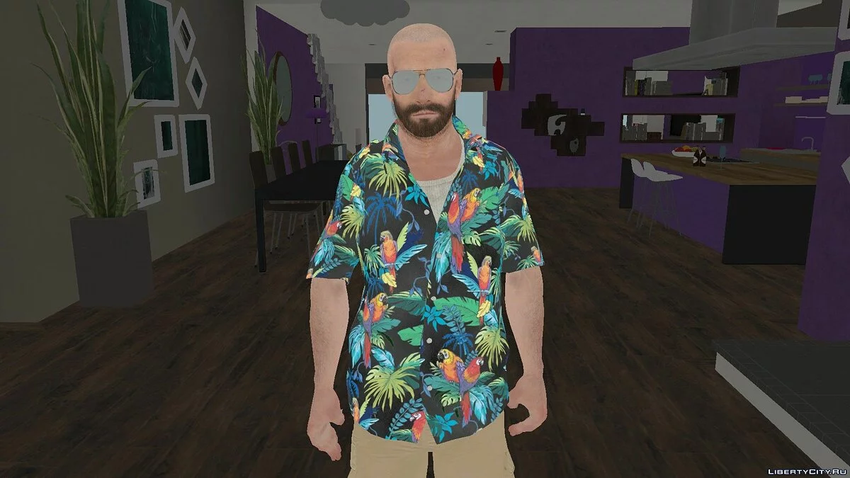 Макс Пэйн в рубашке с попугаями из Max Payne 3 / GTA San Andreas