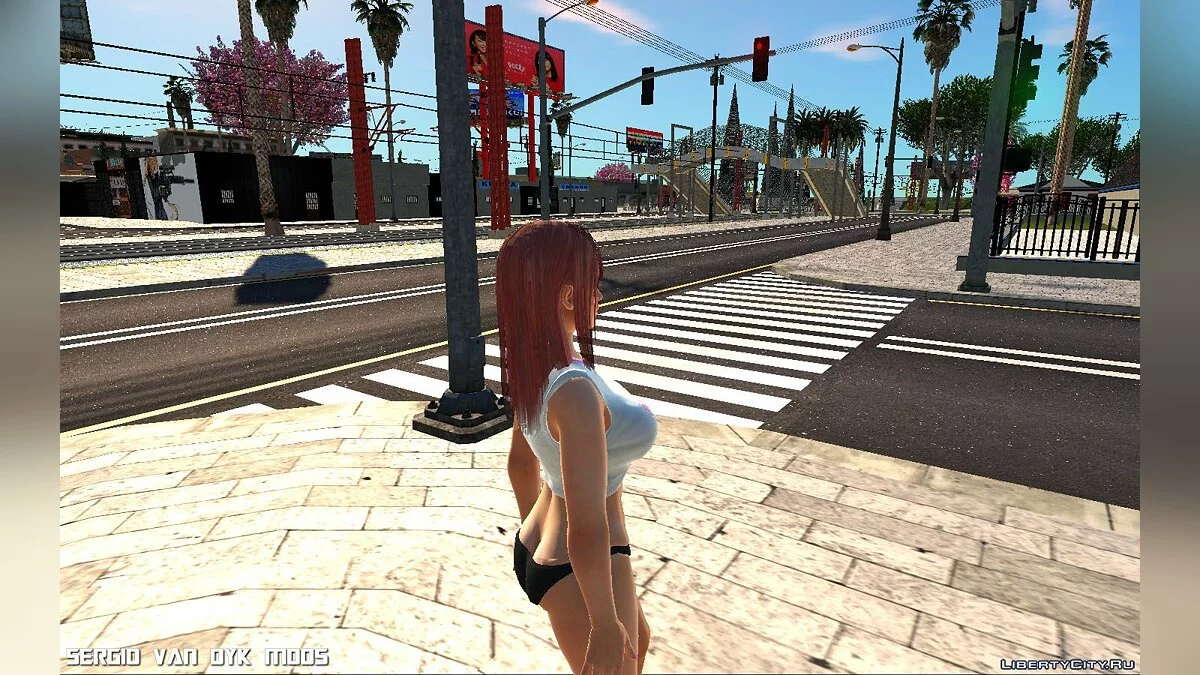 Хонока в футболке SSR Soft Engine из Dead or Alive Xtreme Venus Vacation / GTA San Andreas