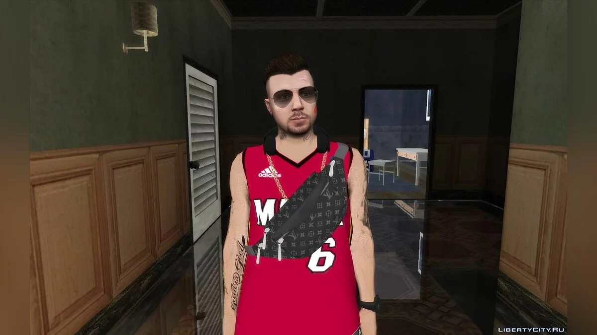 Рандомный мужской скин из GTA Online #23 (Одежда Леброна Джеймса из Майами Хит) / GTA San Andreas