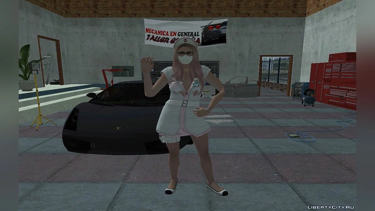 Рандомный скин девушки из GTA Online, в сексуальном наряде медсестры (Хэллоуин) / GTA San Andreas