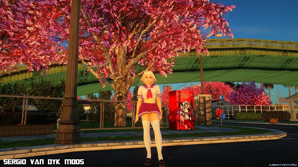 Астольфо в школьной форме из Fate/Extella: The Umbral Star / GTA San Andreas