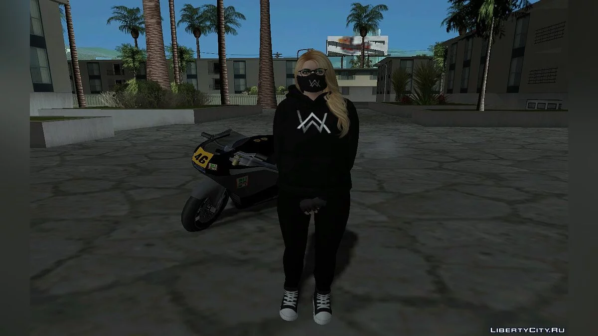 Рандомный скин девушки из GTA Online в наряде Алана Уокера / GTA San Andreas