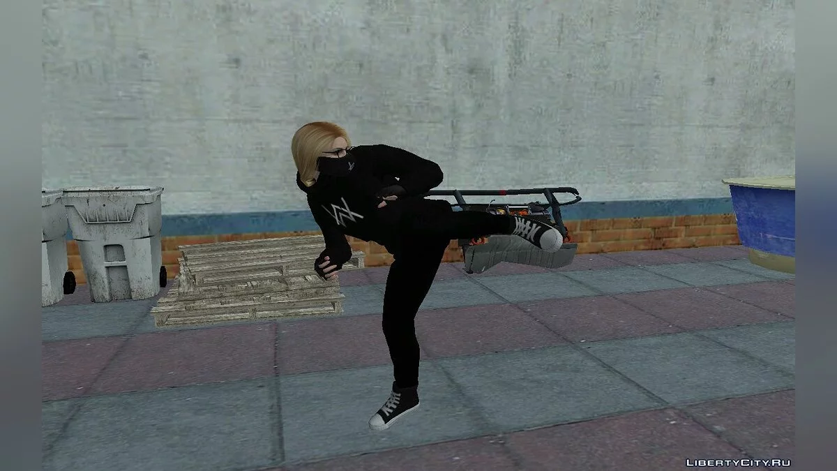 Рандомный скин девушки из GTA Online в наряде Алана Уокера / GTA San Andreas