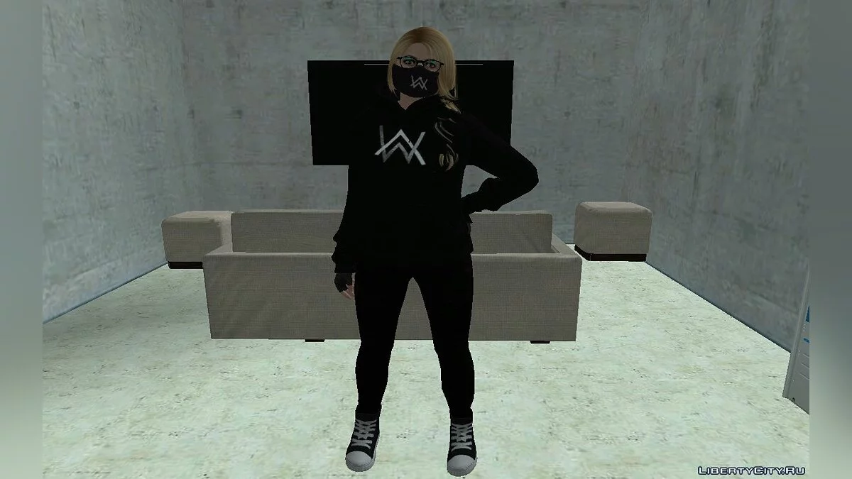 Рандомный скин девушки из GTA Online в наряде Алана Уокера / GTA San Andreas
