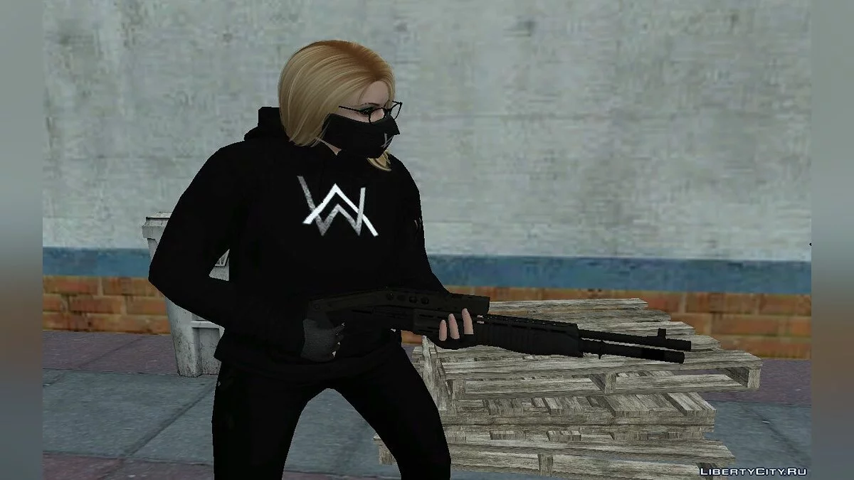 Рандомный скин девушки из GTA Online в наряде Алана Уокера / GTA San Andreas