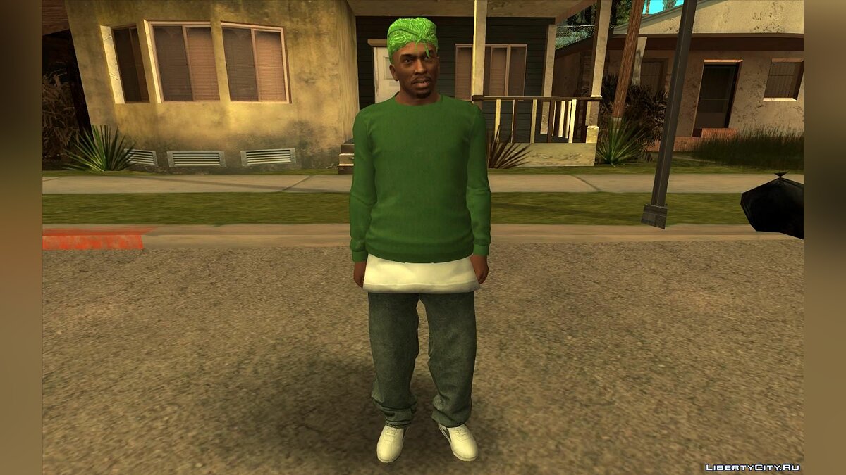 Скачать Сиджей в одежде банды Grove Street для GTA San Andreas