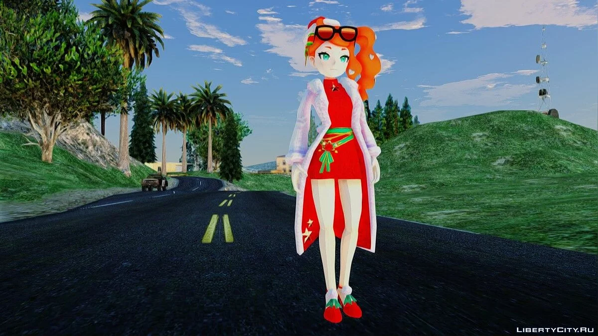 Соня в рождественской одежде из Pokemon Sword And Shield / GTA San Andreas