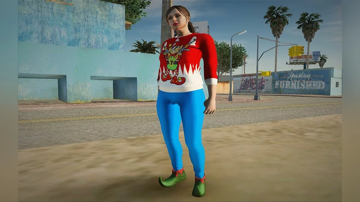 Рождественский женский скин из GTA Online / GTA San Andreas