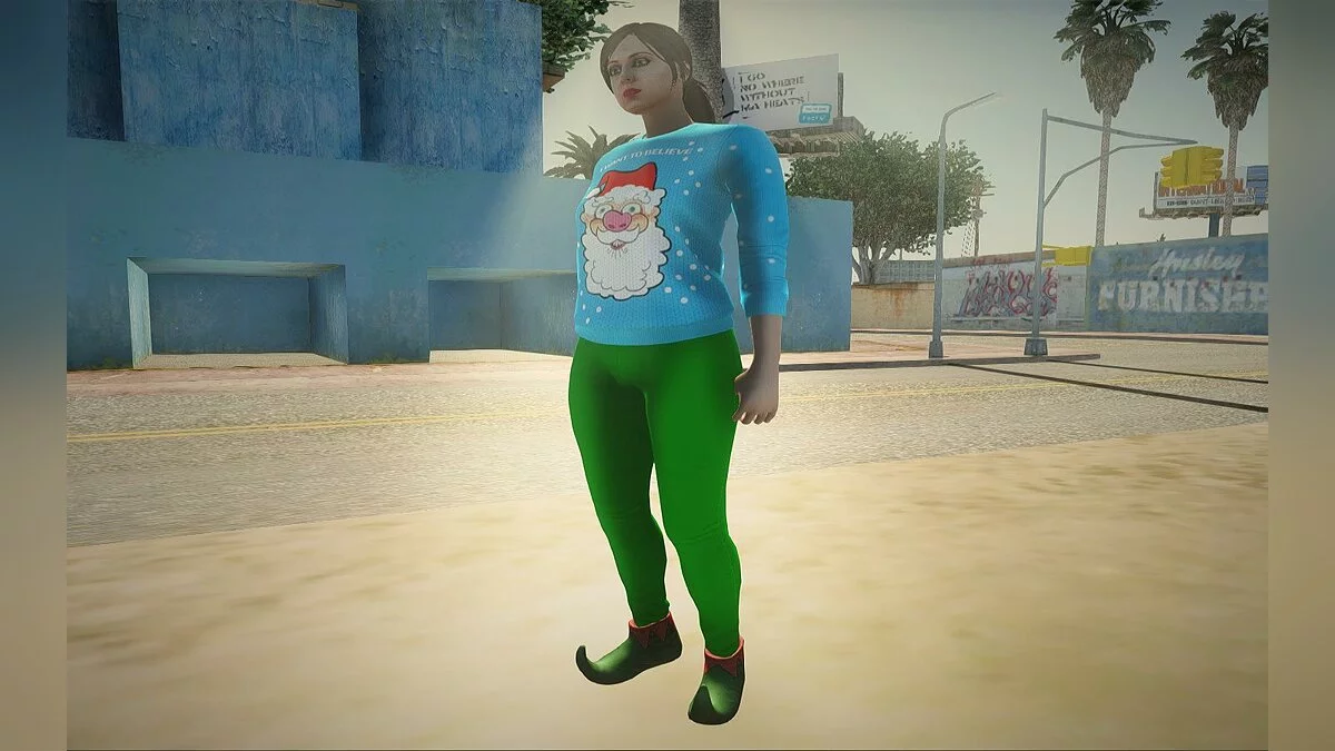 Рождественский женский скин из GTA Online / GTA San Andreas