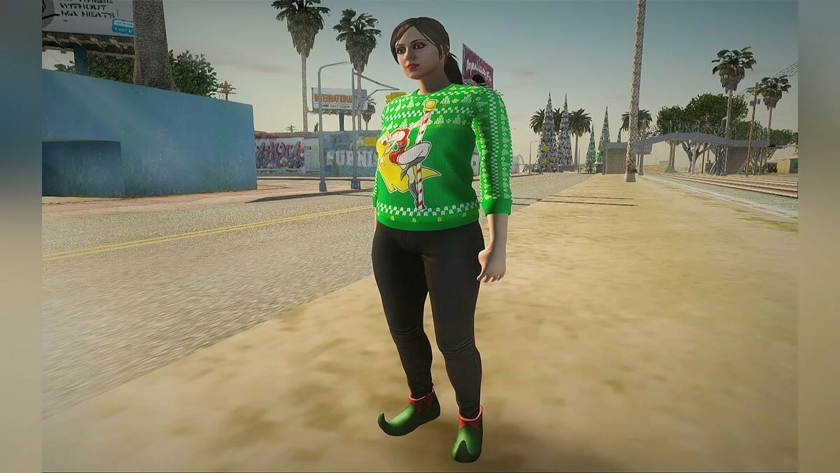 Рождественский женский скин из GTA Online / GTA San Andreas