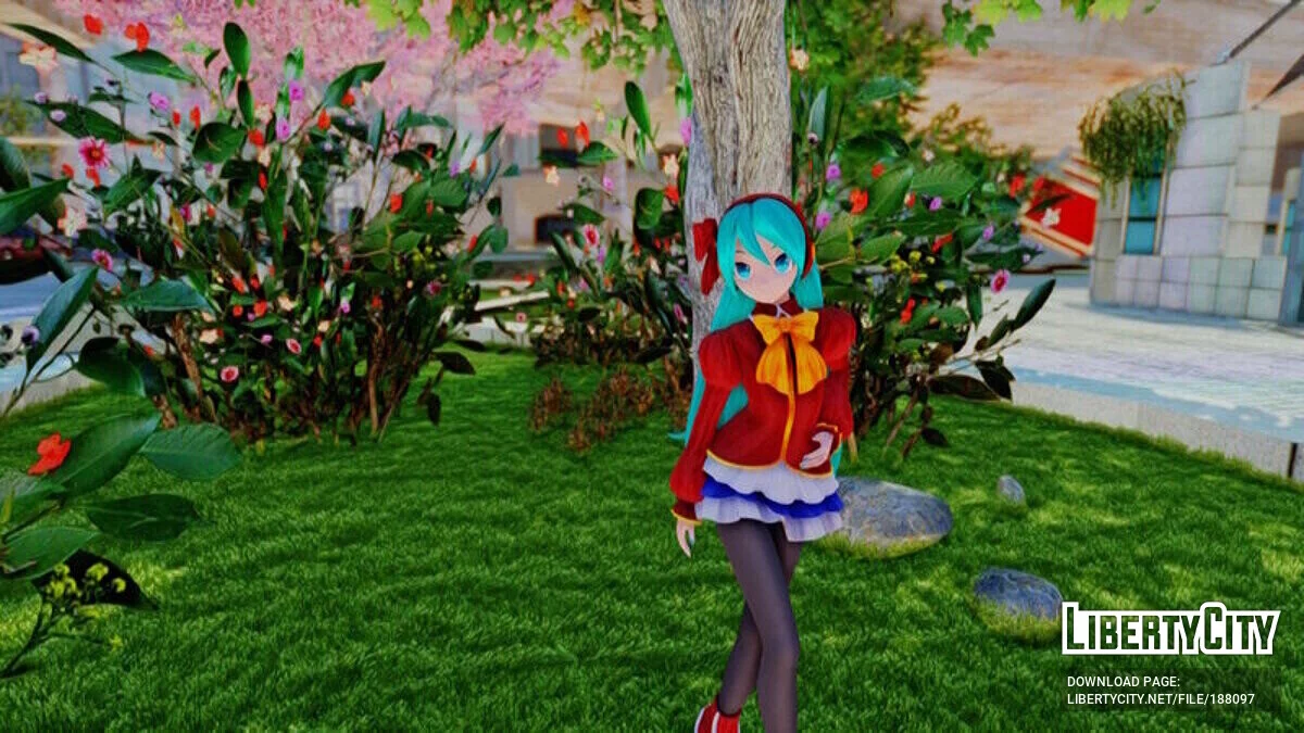 Hatsune Miku из PDFT в школьной форме / GTA San Andreas