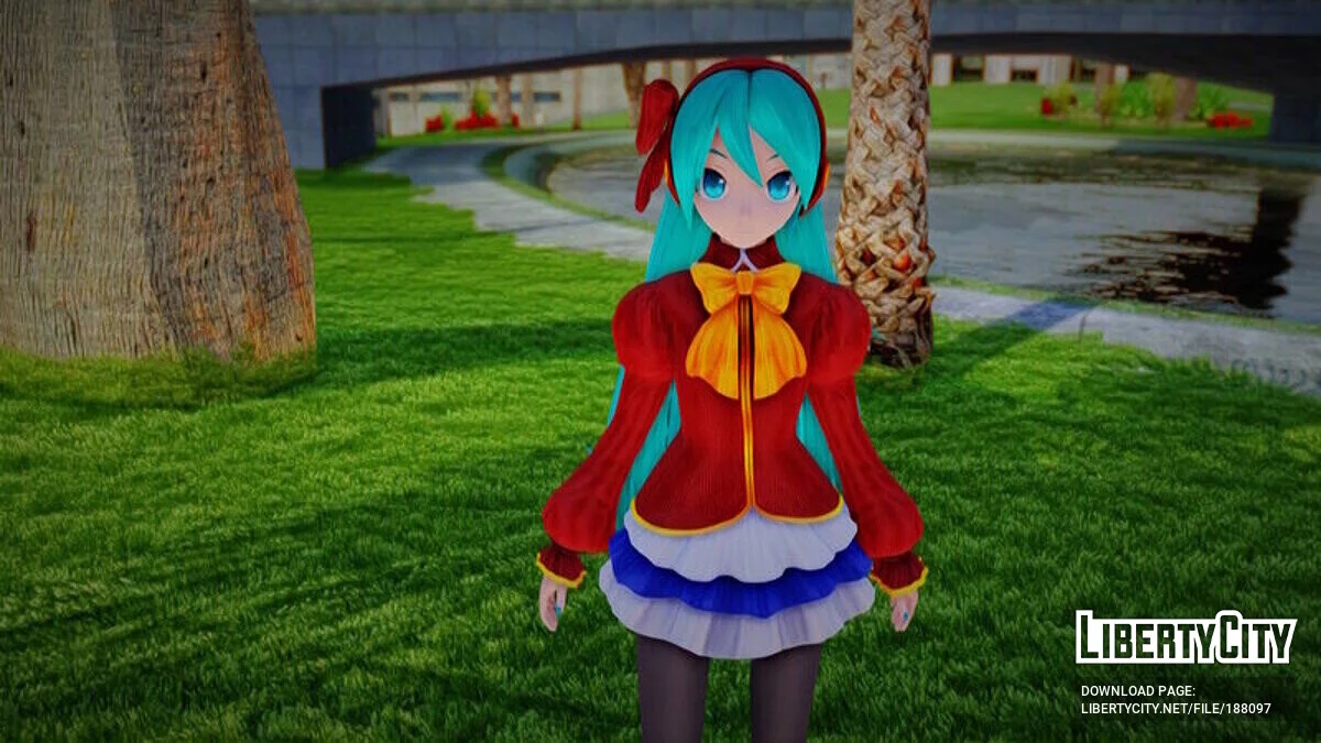Hatsune Miku из PDFT в школьной форме / GTA San Andreas