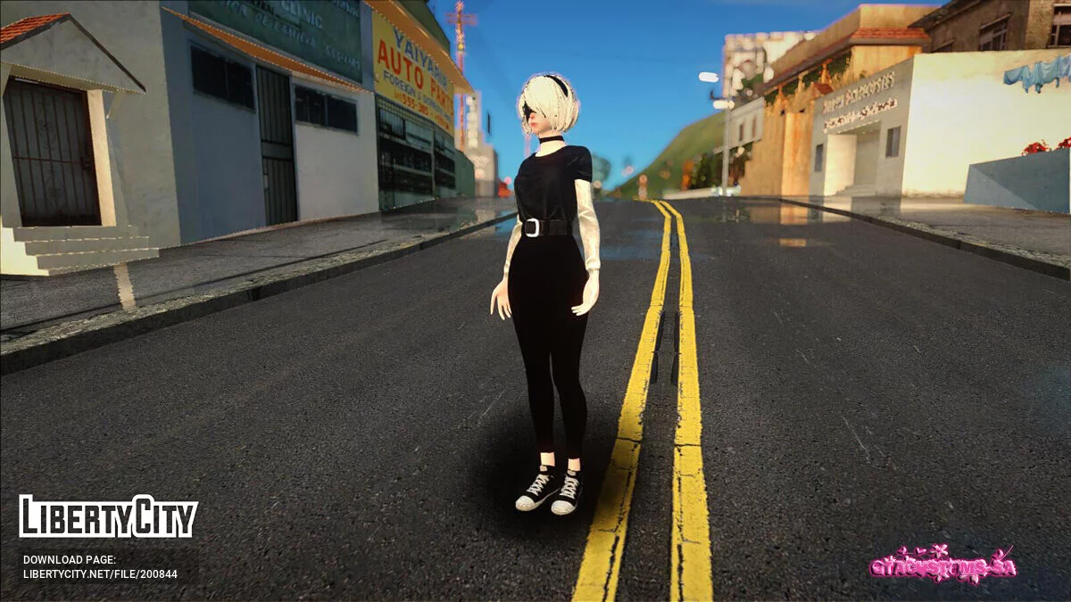 2B в повседневных джинсах и рубашке / GTA San Andreas