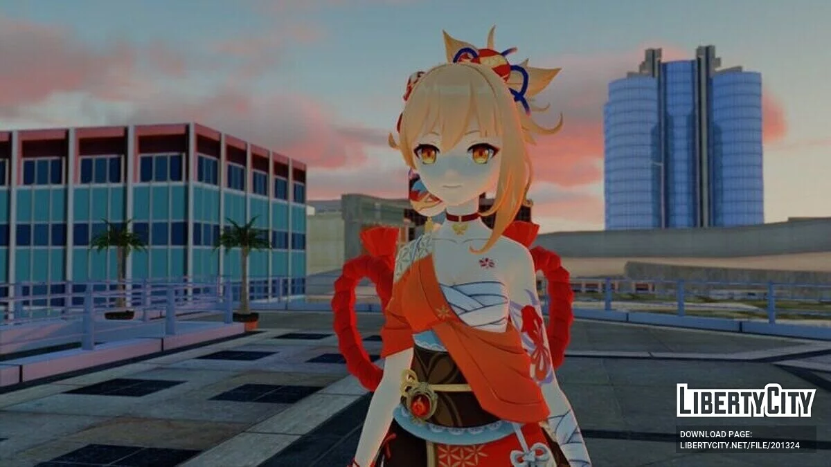 Yoimiya из Genshin Impact + Анимация лица и физика / GTA San Andreas