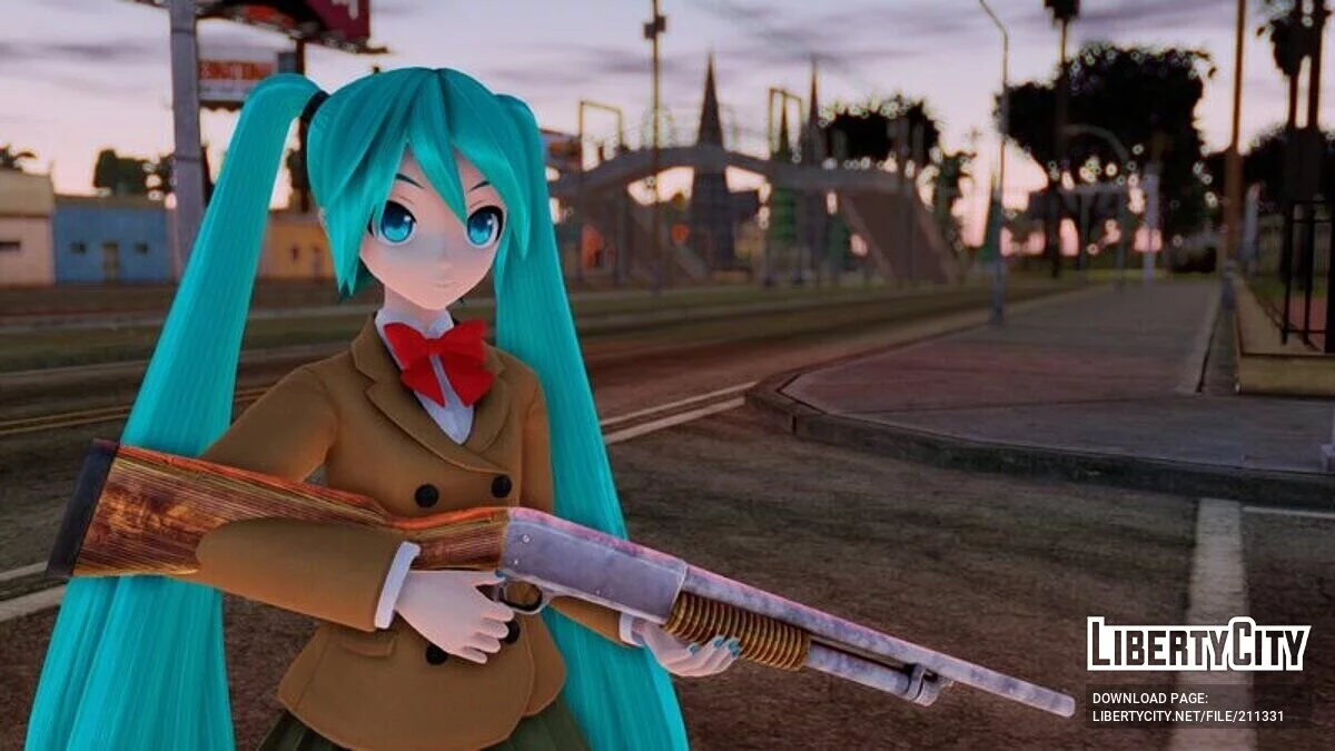 Hatsune Miku Mousou Girl + анимация лица / GTA San Andreas