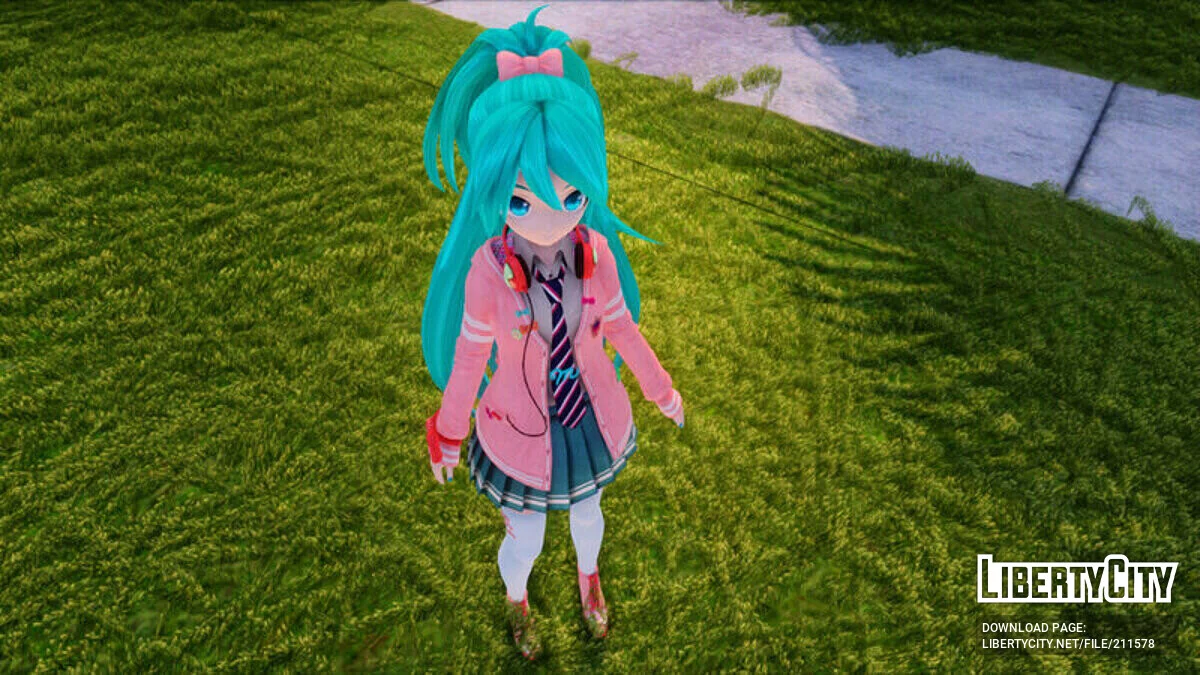 PDFT Hatsune Miku Ribbon Girl + анимация / GTA San Andreas