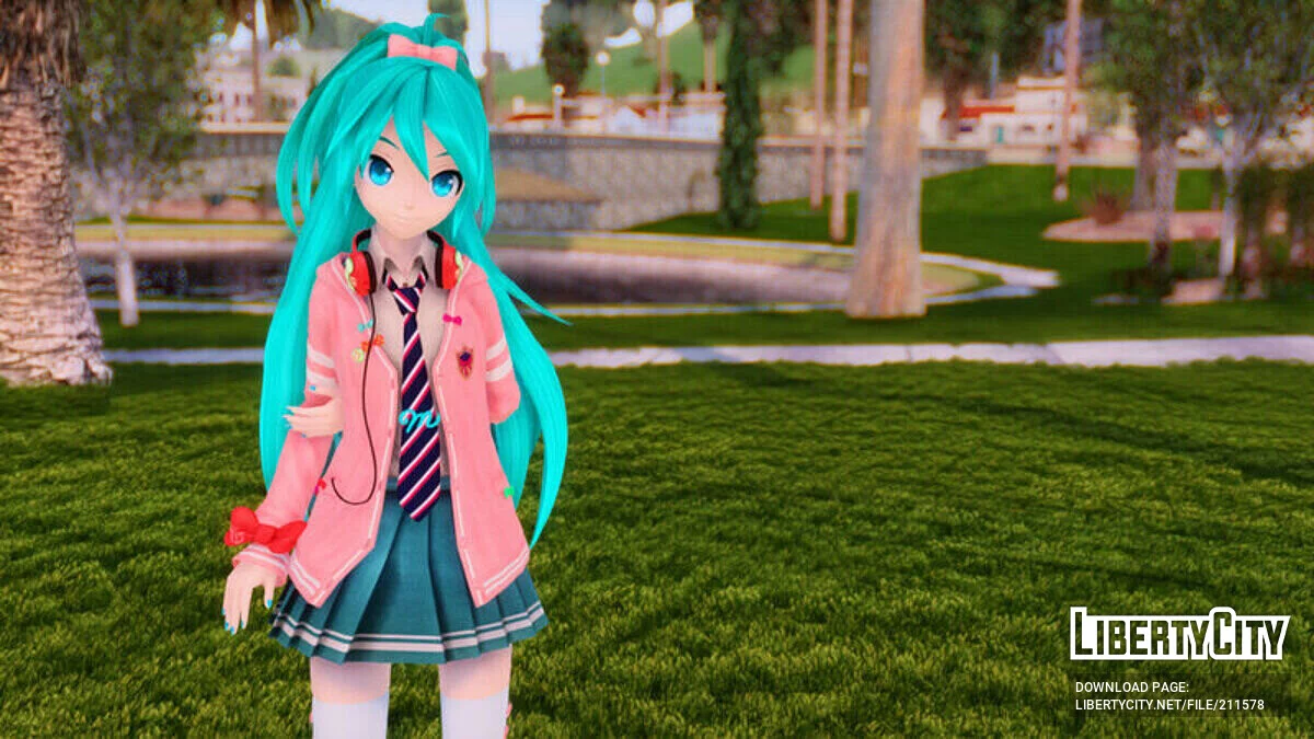 PDFT Hatsune Miku Ribbon Girl + анимация / GTA San Andreas