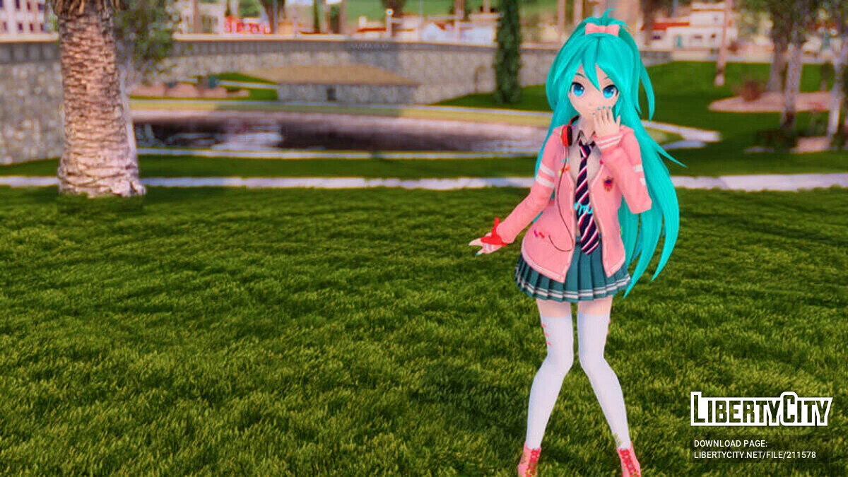 PDFT Hatsune Miku Ribbon Girl + анимация / GTA San Andreas