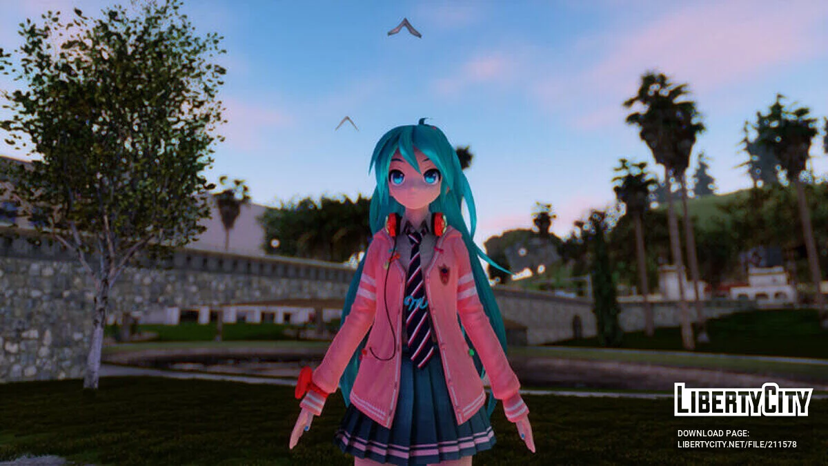 PDFT Hatsune Miku Ribbon Girl + анимация / GTA San Andreas
