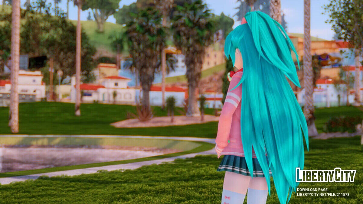 PDFT Hatsune Miku Ribbon Girl + анимация / GTA San Andreas