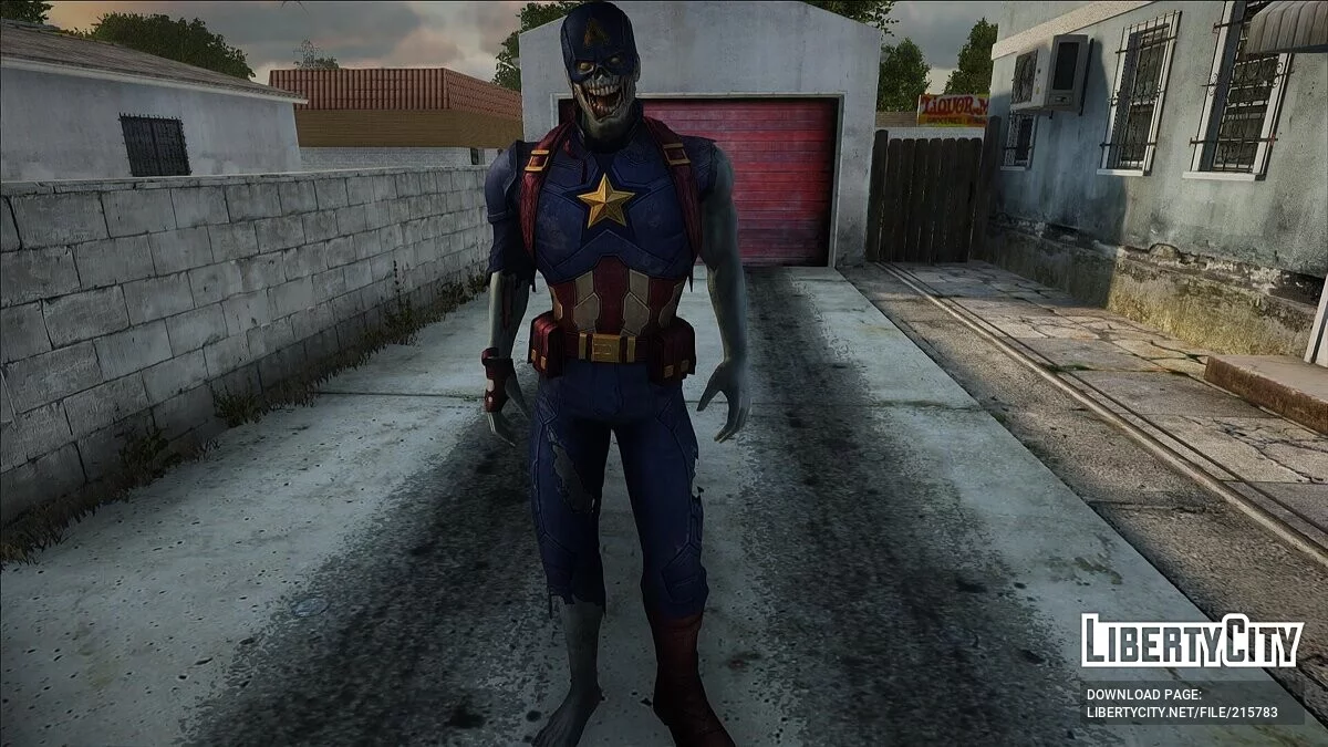 Капитан Америка зомби из Marvel Future Fight / GTA San Andreas