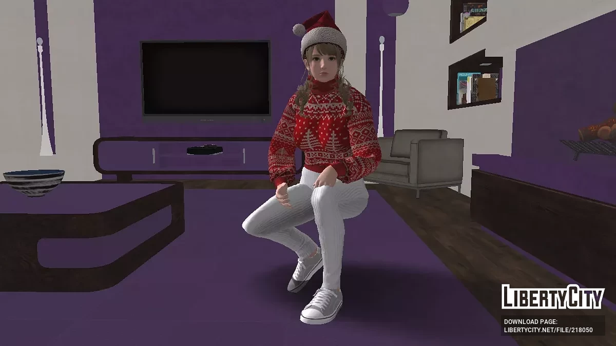Моника в рождественском наряде с красным свитером / GTA San Andreas