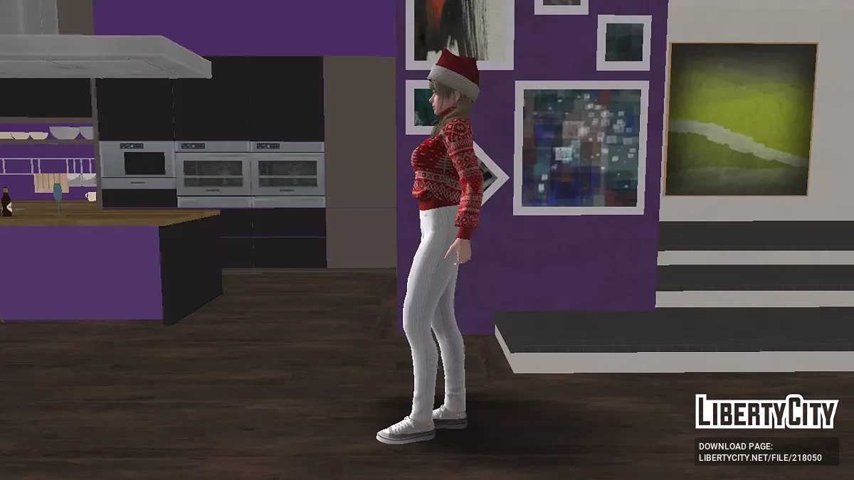 Моника в рождественском наряде с красным свитером / GTA San Andreas