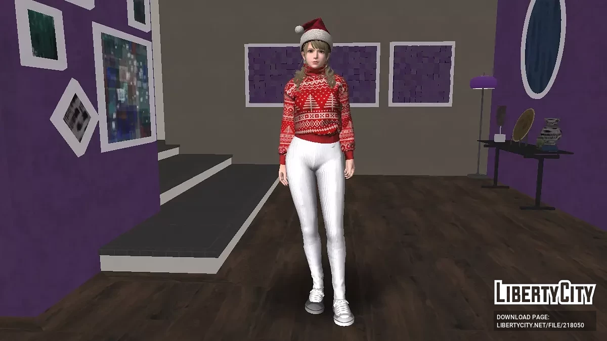 Моника в рождественском наряде с красным свитером / GTA San Andreas