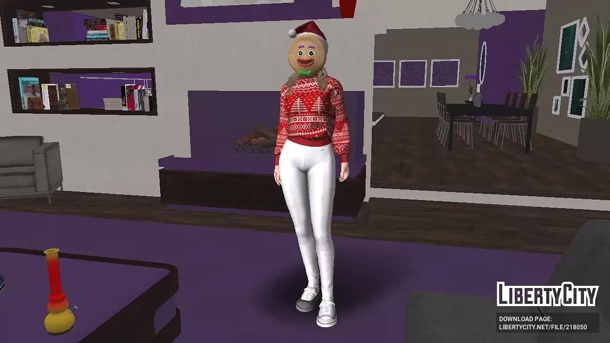 Моника в рождественском наряде с красным свитером / GTA San Andreas