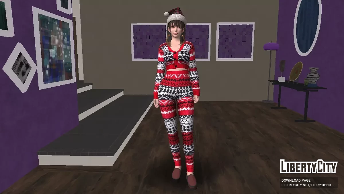 Нанами в пижаме и новогодней шляпе / GTA San Andreas