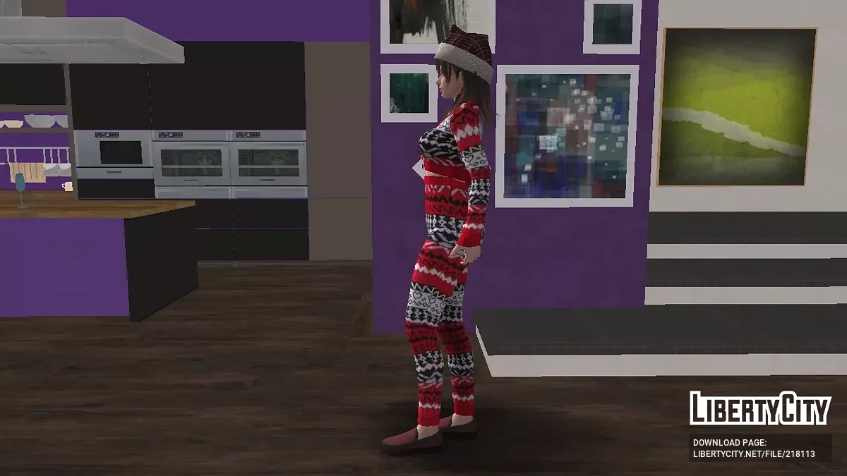 Нанами в пижаме и новогодней шляпе / GTA San Andreas