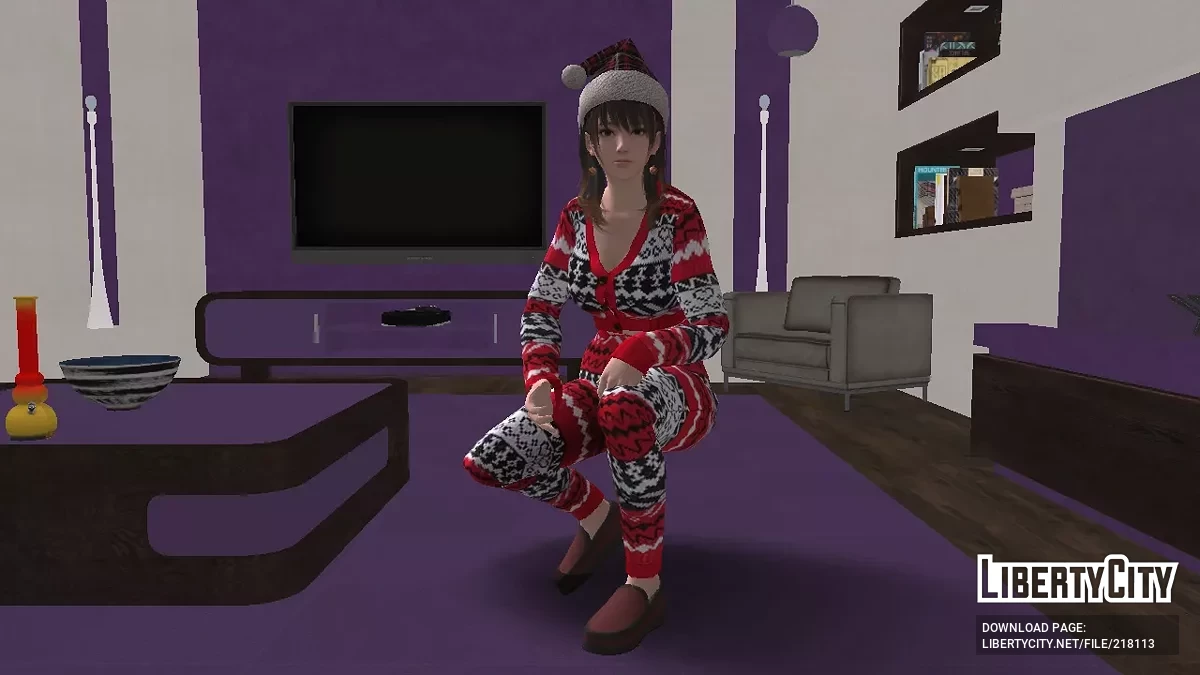 Нанами в пижаме и новогодней шляпе / GTA San Andreas