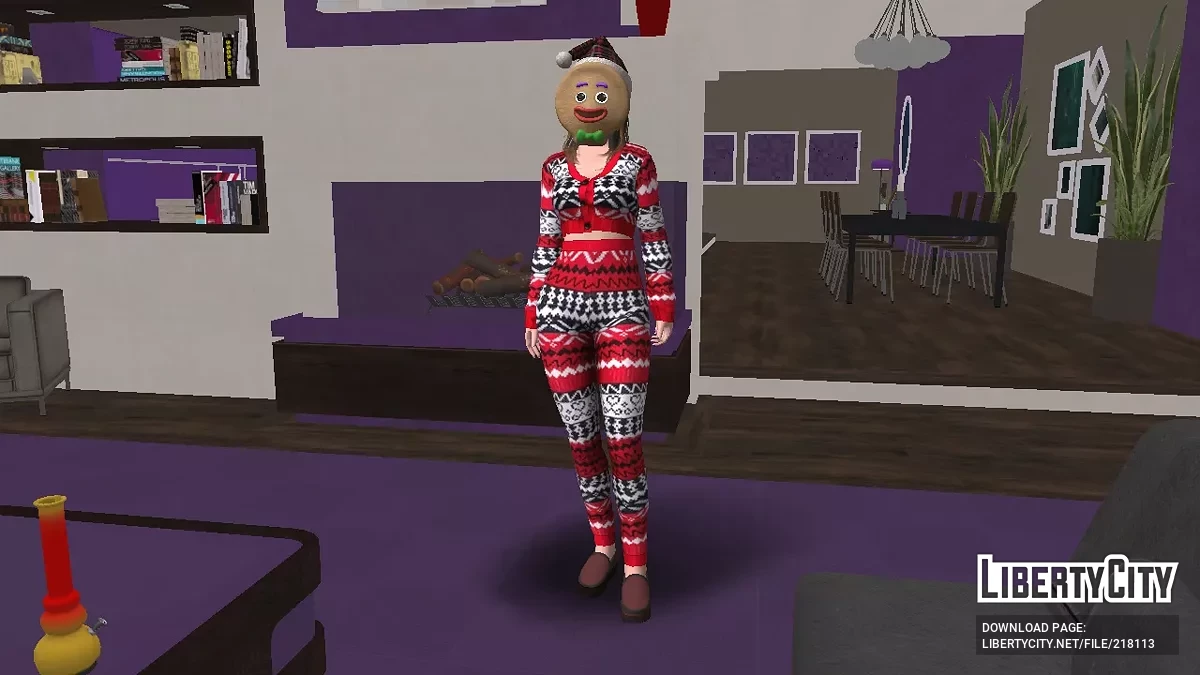 Нанами в пижаме и новогодней шляпе / GTA San Andreas