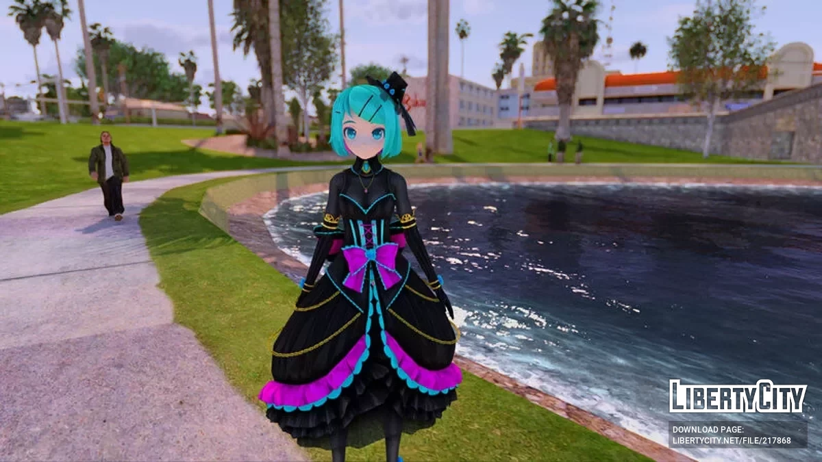 PDFT Hatsune Miku Elegant Night + Animated Face / GTA San Andreas