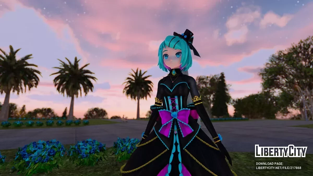 PDFT Hatsune Miku Elegant Night + Animated Face / GTA San Andreas