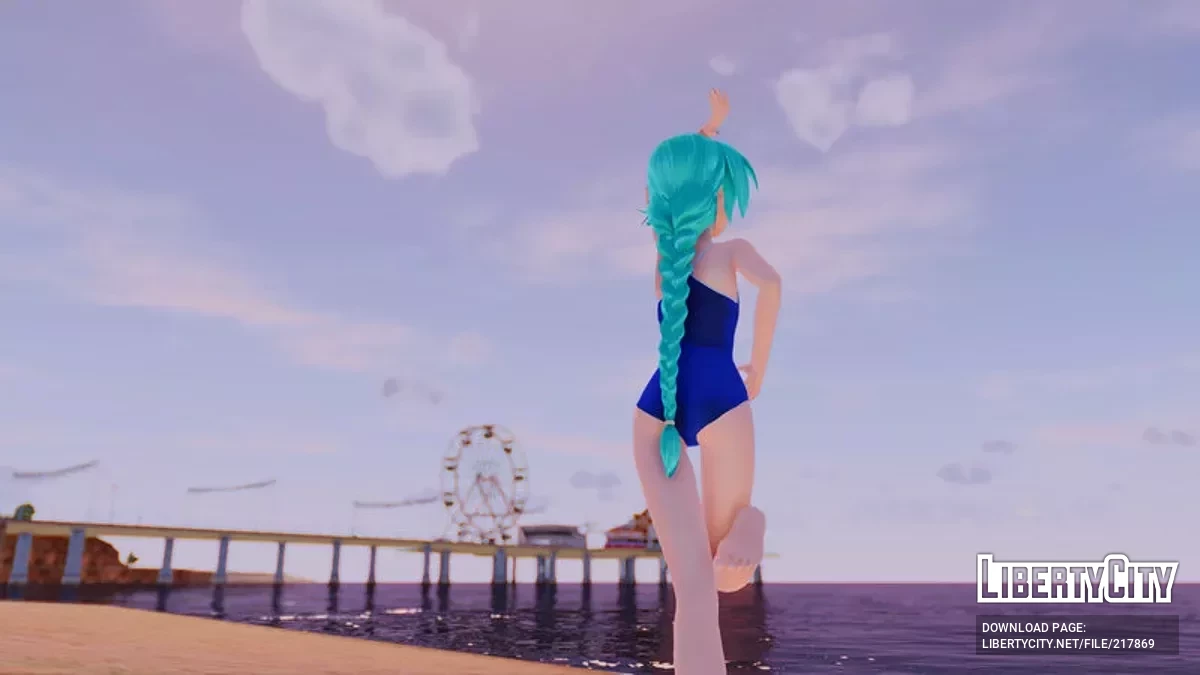 PDFT Hatsune Miku Racing Swimsuit + Animated Face / GTA San Andreas